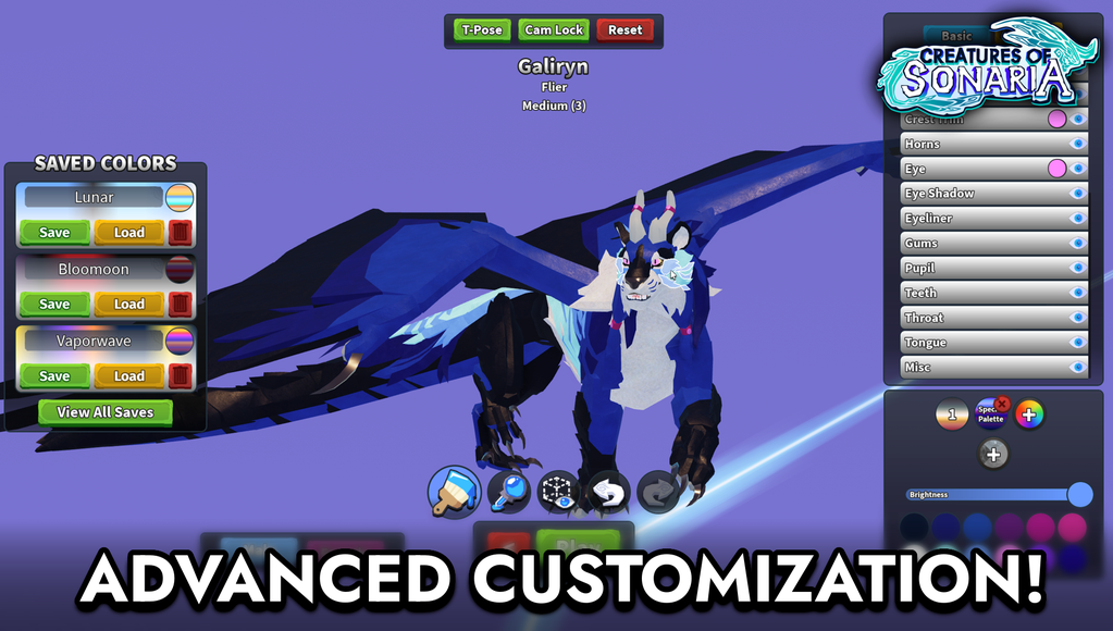 Creatures of Sonaria advanced customization interface